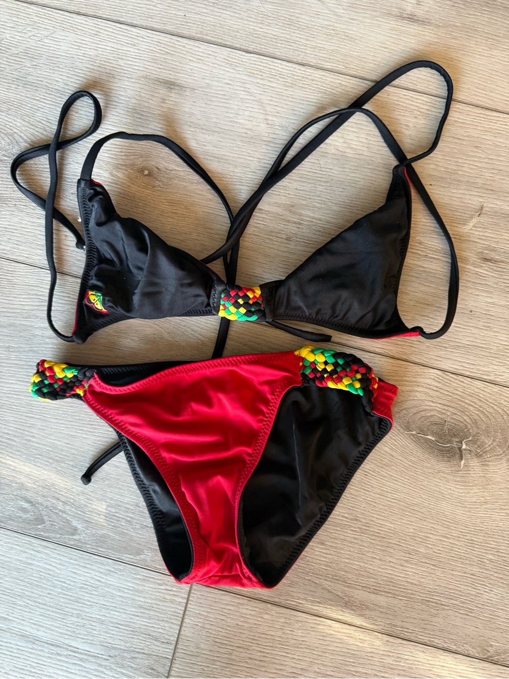 Roxy Black and Red Rasta Bikini - Reversable